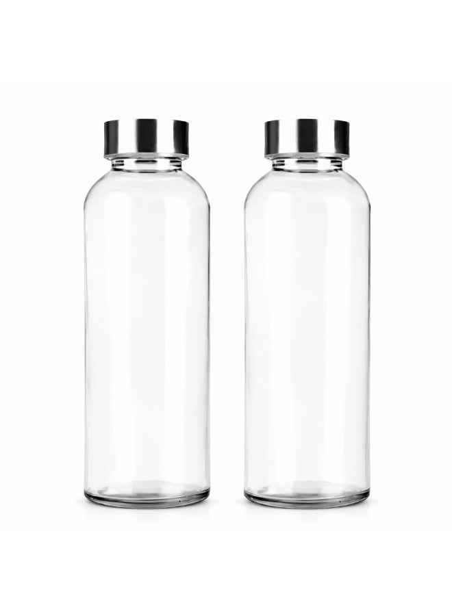 Luxoraq 2-Pcs Juice Bottles - 300ml Wide Mouth Glass Bottles with Lids - Leakproof, BPA-Free Milk Bottle, Stainless Steel Caps Bottle for Juicing, Smoothies, Infused Water, Beverages - 10oz Bottles for Travel - Image 1